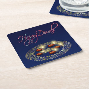 Happy Diwali Ganesha Rangoli - Paper Coaster