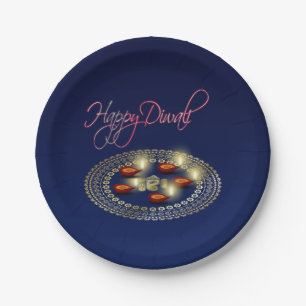 Happy Diwali Ganesha Rangoli - Paper Plate