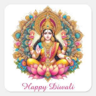 Happy Diwali Goddess Lakshmi Festival of Light Square Sticker