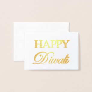 Happy Diwali Gold Foil Elegant Typography Foil Card