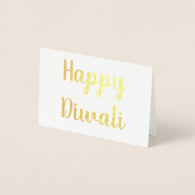 Happy Diwali Gold Foil Elegant Typography Foil Card (Front)