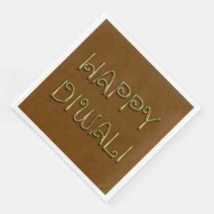Happy Diwali Gold Typography Dinner Party Napkins