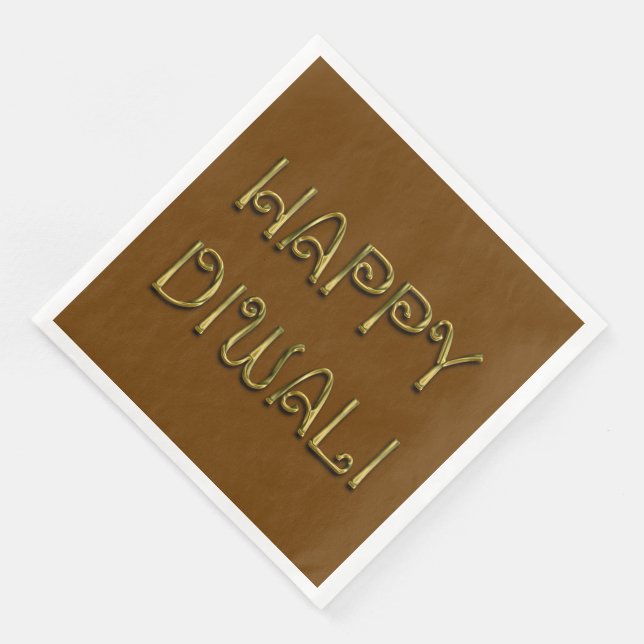 Happy Diwali Gold Typography Dinner Party Napkins (Corner)