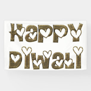 Happy Diwali Greeting Cute Hearts Typography Banner