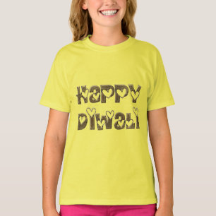 Happy Diwali Greeting Cute Hearts Typography T-Shirt