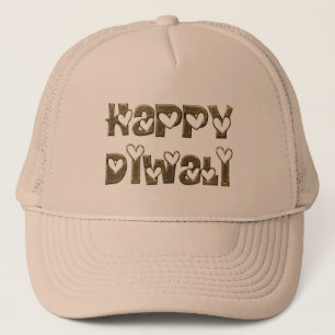 Happy Diwali Greeting Cute Hearts Typography Trucker Hat