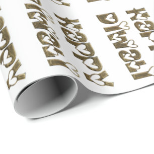 Happy Diwali Greeting Cute Hearts Typography Wrapping Paper