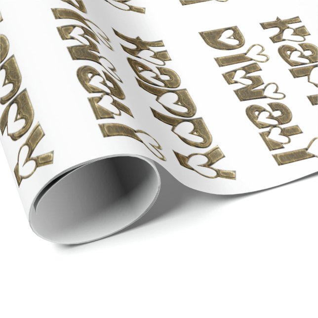 Happy Diwali Greeting Cute Hearts Typography Wrapping Paper (Roll Corner)