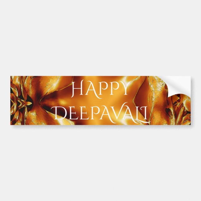 Happy Diwali Greeting Gold Copper Shiny Star Bumper Sticker (Front)