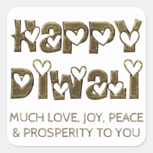Happy Diwali Greeting Hearts Typography Sticker