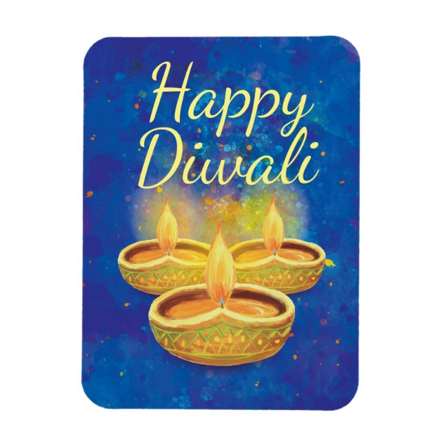 Happy Diwali hand painted illuminating candles Magnet (Vertical)