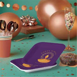 Happy Diwali Hindu Festival of Lights Celebration Paper Plate