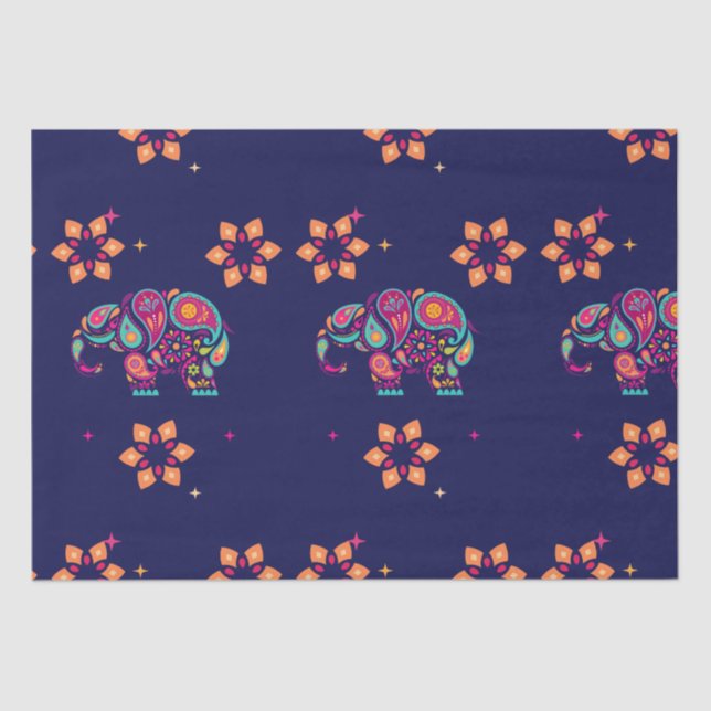 HAPPY DIWALI INDIA INDIAN ELEPHANT MANDALA  TISSUE PAPER (Front)