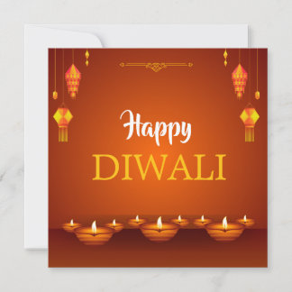 Happy Diwali Lanterns and Diyas Greeting  Holiday Card
