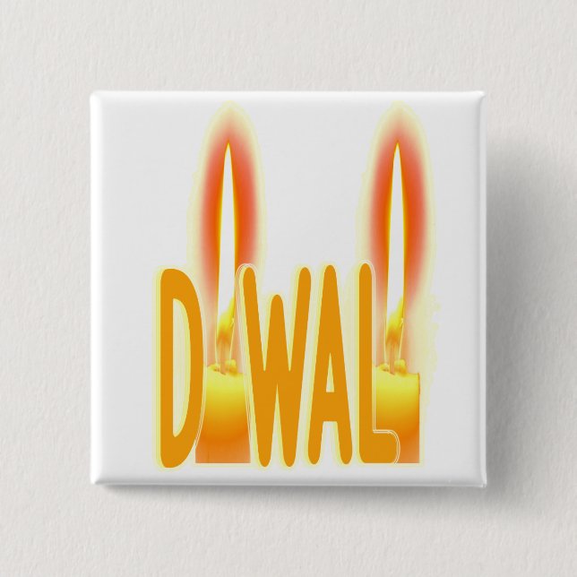 Happy Diwali Lights Candles Typography Candlelight 15 Cm Square Badge (Front)