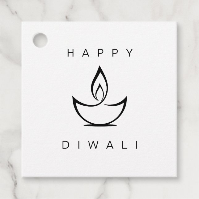 Happy Diwali Minimalist Square Tag  (Front)