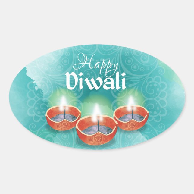 Happy Diwali   Oval Sticker (Front)