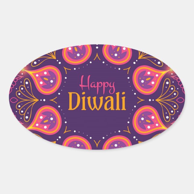 Happy Diwali   Oval Sticker (Front)