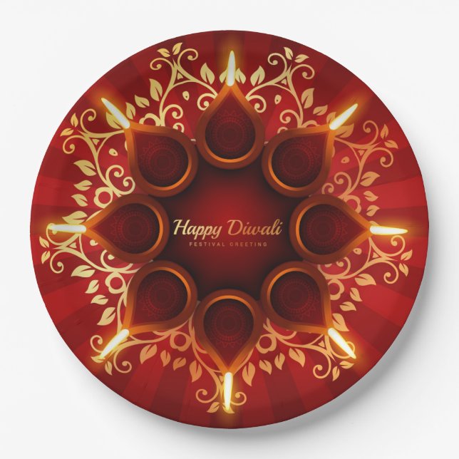 Happy Diwali  Paper Plate (Front)