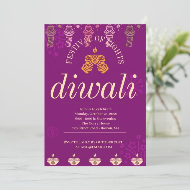Happy Diwali Party  Invitation (Standing Front)