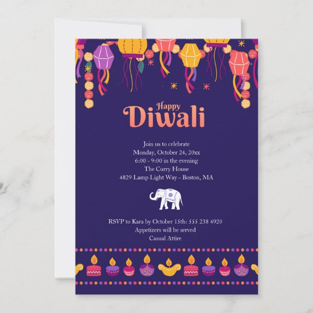 Happy Diwali Party Invitation (Front)