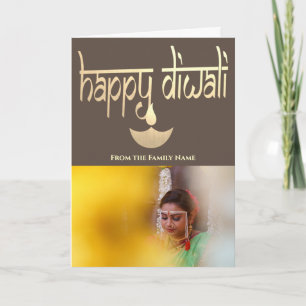 Happy Diwali Photo Personalised Gold And Earth Card