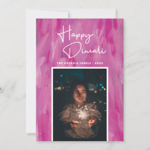 Happy Diwali. Pink festival of lights. India Holiday Card