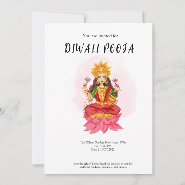 Happy diwali pooja invitation (Front)