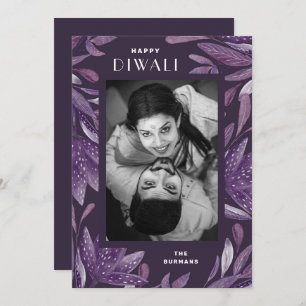 Happy Diwali. Purple festival of lights. India Holiday Card