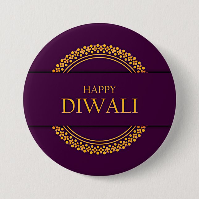 Happy Diwali Purple Gold Elegant Modern 7.5 Cm Round Badge (Front)
