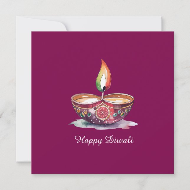 Happy Diwali Rangoli Diya Festival of Lights Wine Card (Front)
