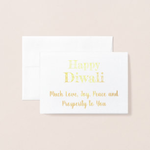 Happy Diwali Real Gold Foil Elegant Typography Card