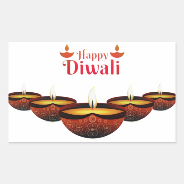 Happy Diwali Rectangular Sticker (Front)