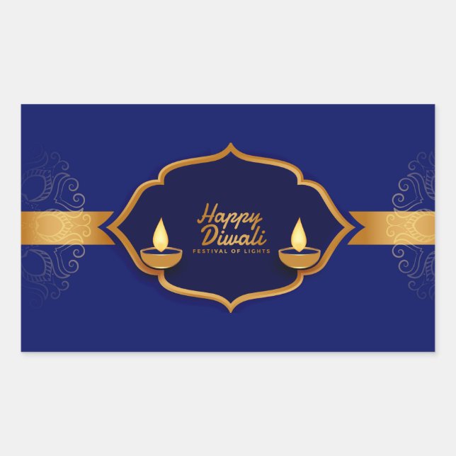 Happy Diwali Rectangular Sticker (Front)