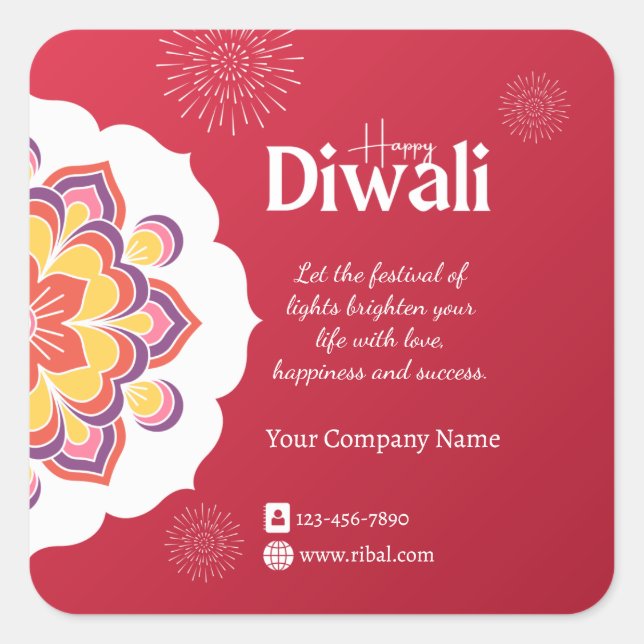 Happy Diwali Round Custom Sticker (Front)