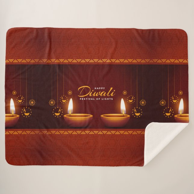 Happy Diwali Sherpa Blanket (Front (Horizontal))