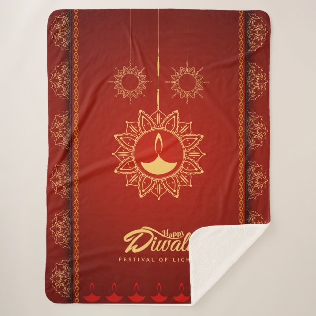 Happy Diwali Sherpa Blanket (Front)