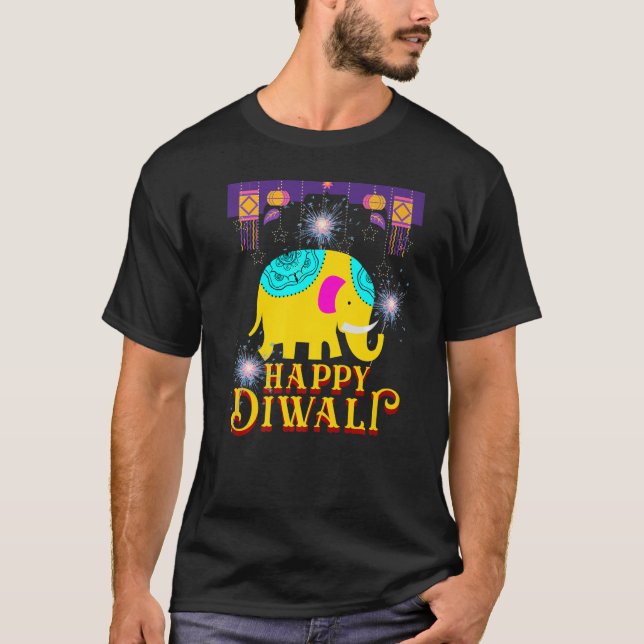 Happy Diwali Shirt Divali Rangoli Lamps Men Women  (Front)