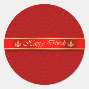 Happy Diwali Silky Ribbon Design Classic Round Sticker