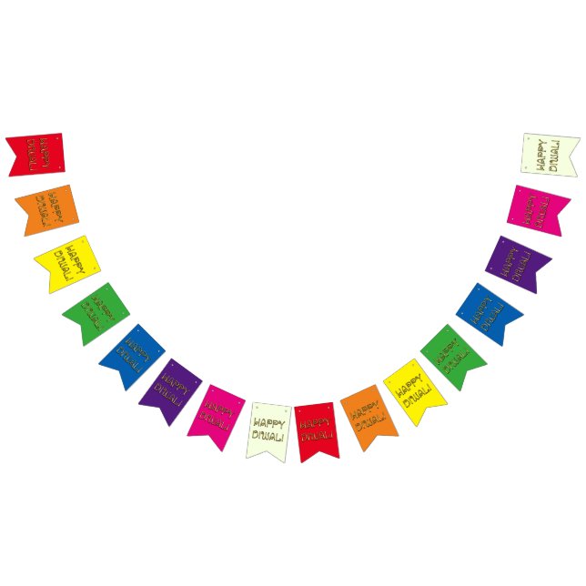 Happy Diwali Typography Colourful Rainbow Bunting Bunting (All)