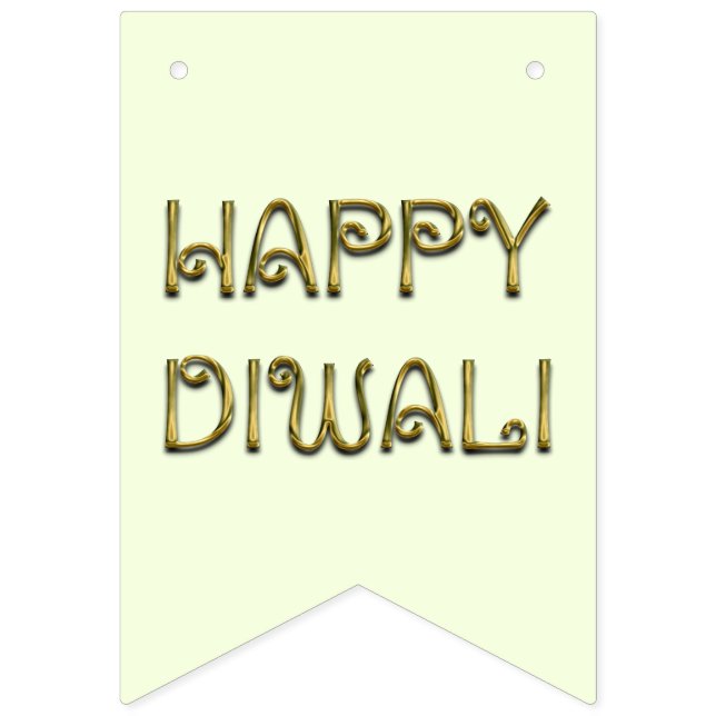 Happy Diwali Typography Gold Elegant Party Bunting Bunting (First Flag)