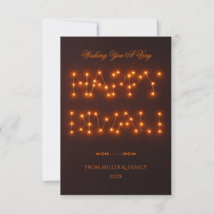 Happy Diwali Warm Illuminated String Lights Thank You Card