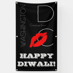 Happy Diwali Washington DC Red Lipstick Kiss Banner