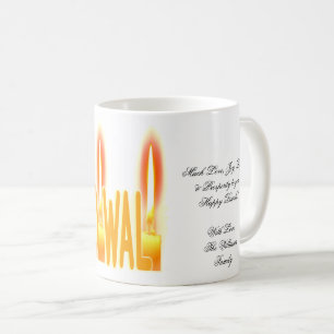 Happy Diwali Wishes Cute Candlelight Typography Coffee Mug