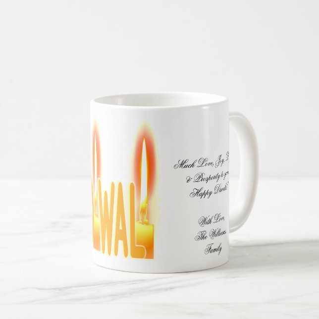 Happy Diwali Wishes Cute Candlelight Typography Coffee Mug (Front Right)