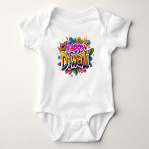Happy Diwali with colourful background Baby Bodysuit