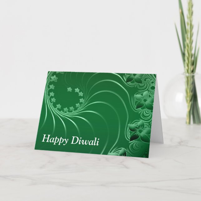 Happy Diwali with flower scrolls Card (Front)