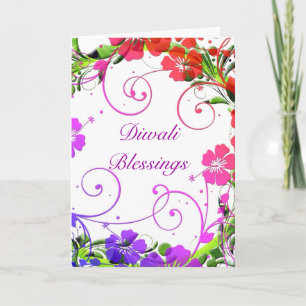 Happy Diwali with flower scrolls Card