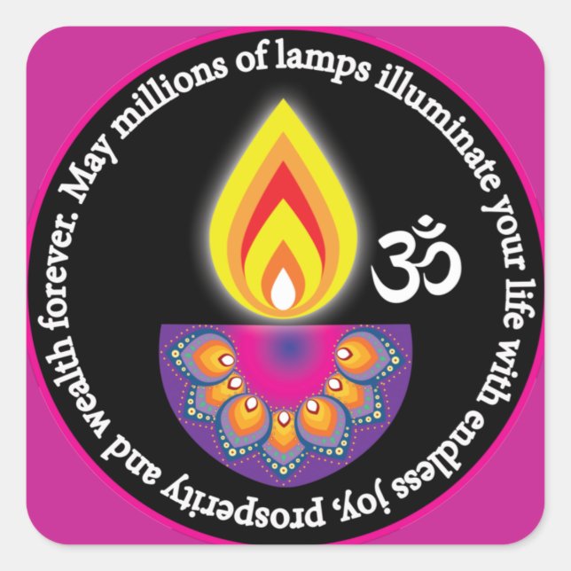 Happy Diwali with Hindu wish Square Sticker (Front)