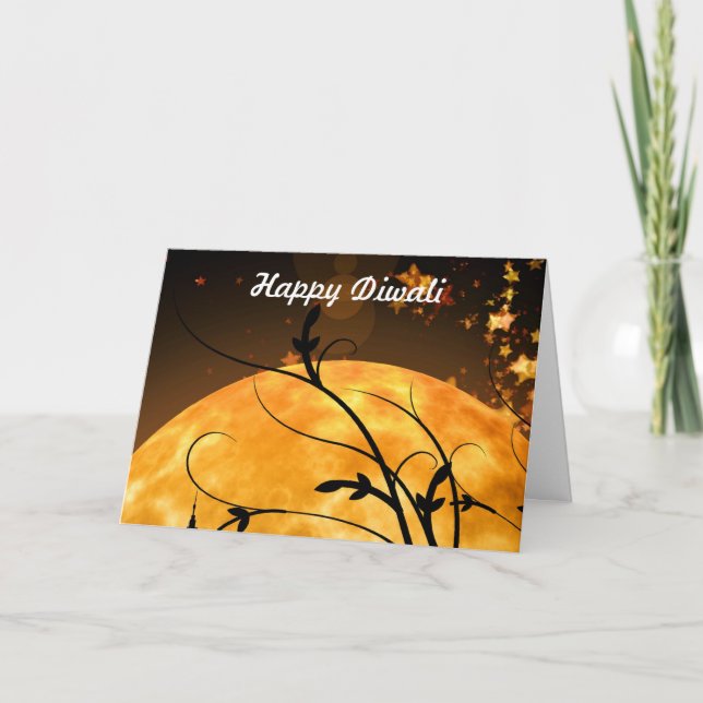 Happy Diwali with moonlight custom text Card (Front)